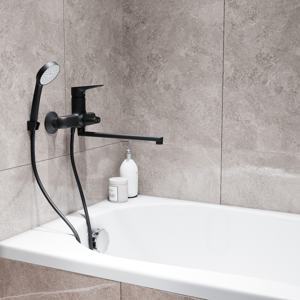 Смеситель для ванны и раковины 35k MIXLINE ML14-02BL ЧЕРНЫЙ