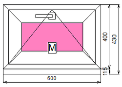 Пластиковое окно 400 х 600 фрамуга (форточка) ТермА Эко + Москитная сетка