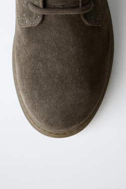 ZARA КОЖАНЫЕ БОТИНКИ, СЕРЫЙ