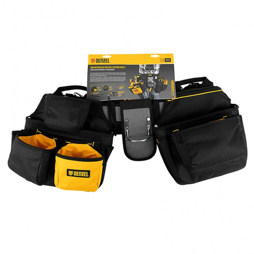90290 Пояс монтажника усиленный, с лямками, сумки поясные, держатель для молотка// Denzel