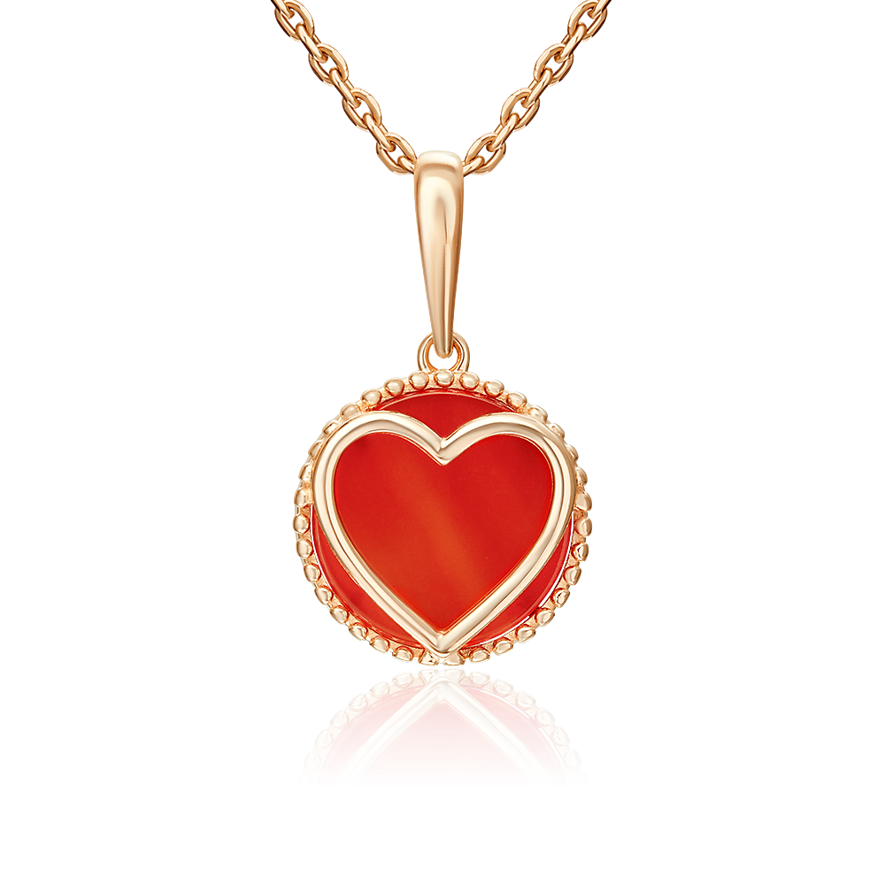 Подвеска «Пылкая любовь» из красного золота с сердоликом