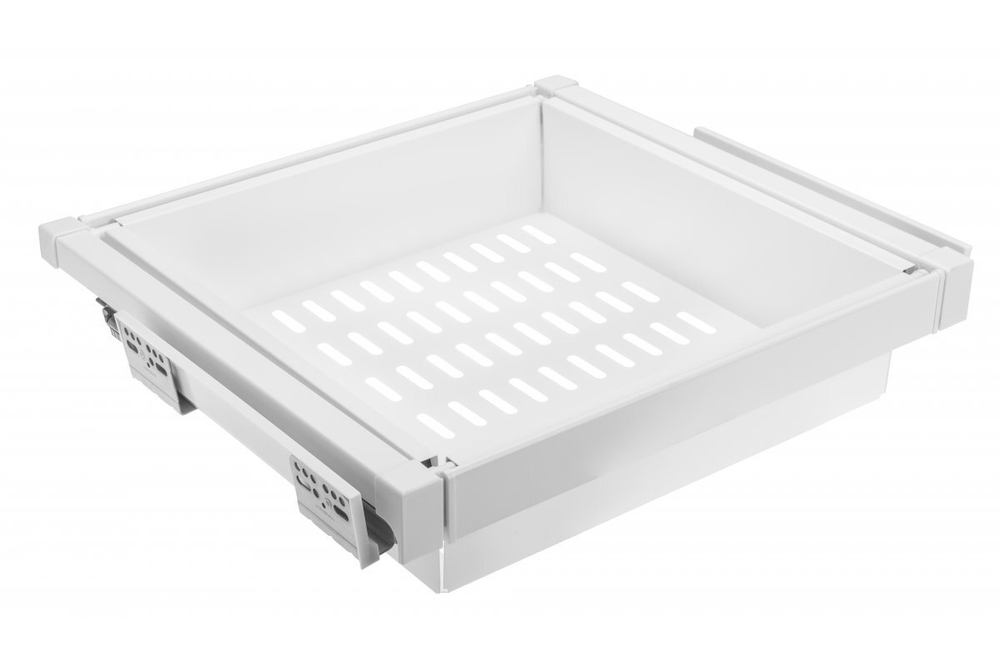 Корзина металлическая перфорированная для белья ELITE 800мм, скрытый монтаж с доводчиком, белый