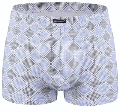 Мужские трусы-боксеры с ромбовидным принтом (Размер: L) (Цвет: нежно-голубой)