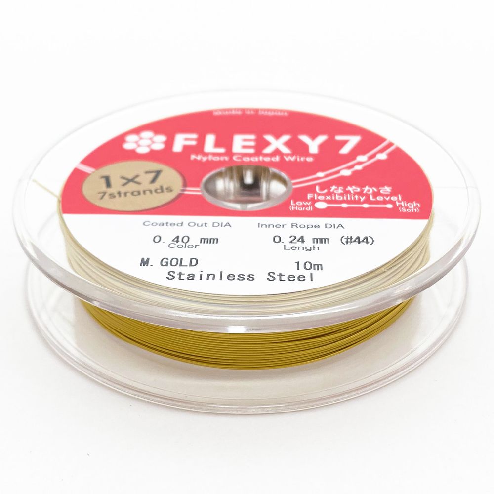 Ювелирный тросик Flexy7, цвет золото, толщина 0,4 мм, цена за 1 м
