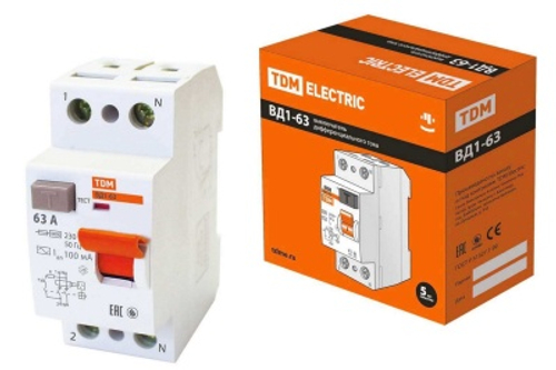 УЗО ВД1-63 2Р 63А 100мА TDM