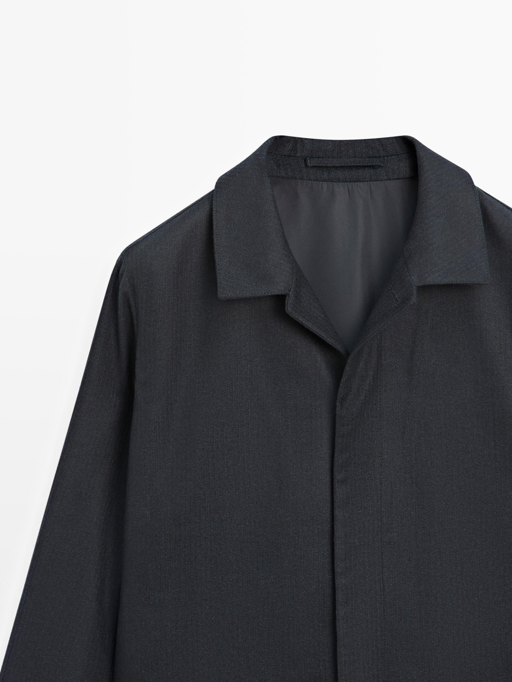 Massimo Dutti Куртка-рубашка из 100% шерсти с эффектом вельвета, темно-синий