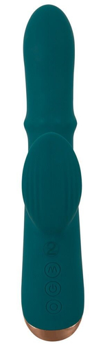 Зеленый вибратор-кролик с подвижным кольцом Thumping Rabbit Vibrator - 22,7 см. (Цвет: зеленый)