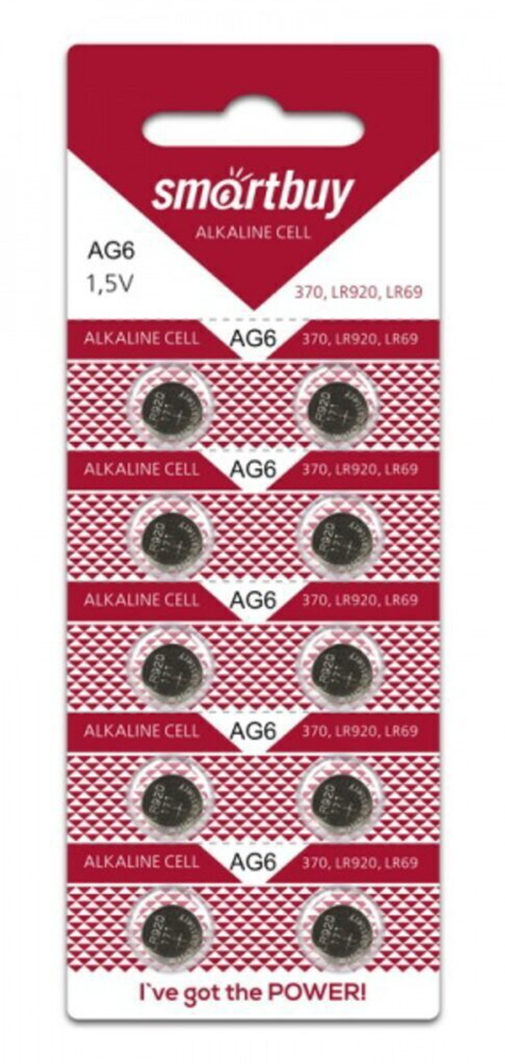 Батарейка-таблетка G6-10B Smartbuy Alkaline, блистер, цена за 1 шт