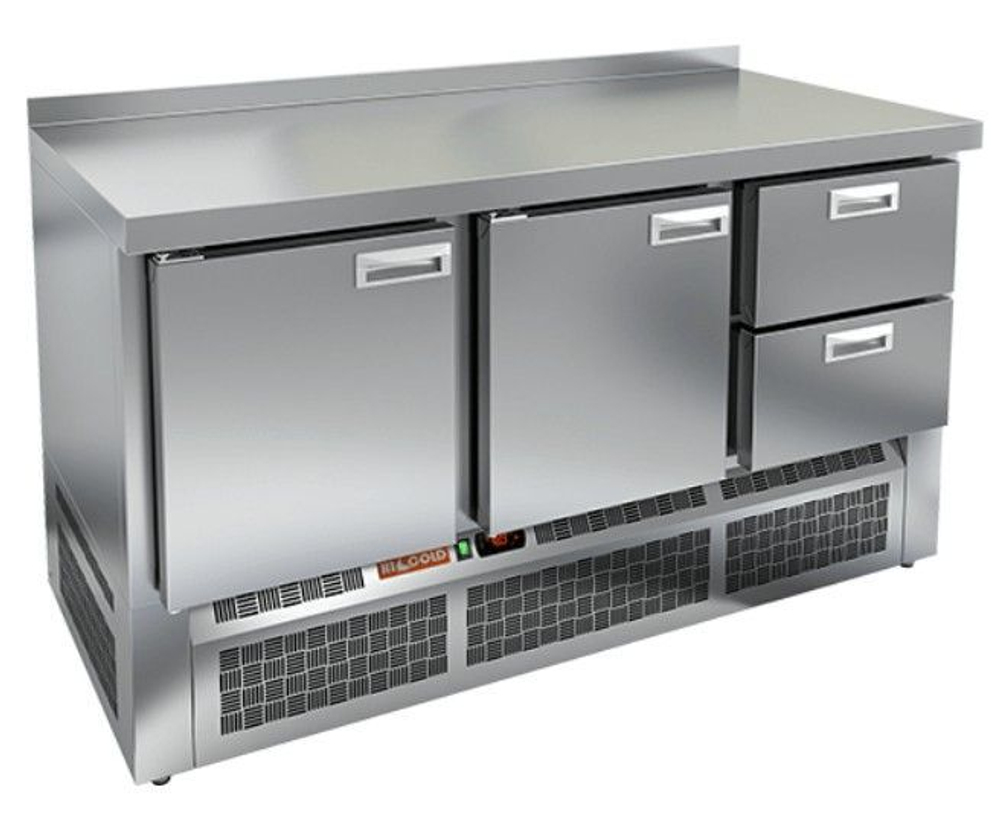 GNE 112/TN стол охл.(-2+10), 2 двери, 2 ящика, 1485х700х850мм, ниж.распол.агрегата, HICOLD RUS