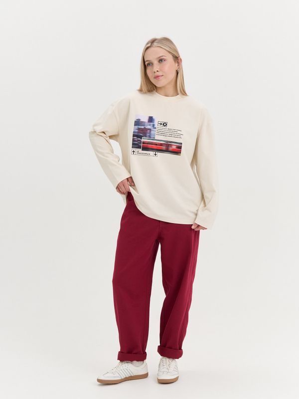 Лонгслив оверсайз с велюровым эффектом 