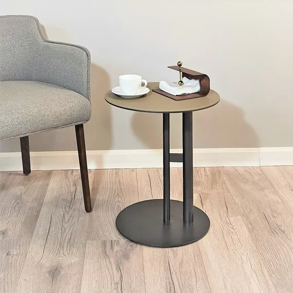 Стол журнальный 4488, Ø43х47 см, металл, экокожа