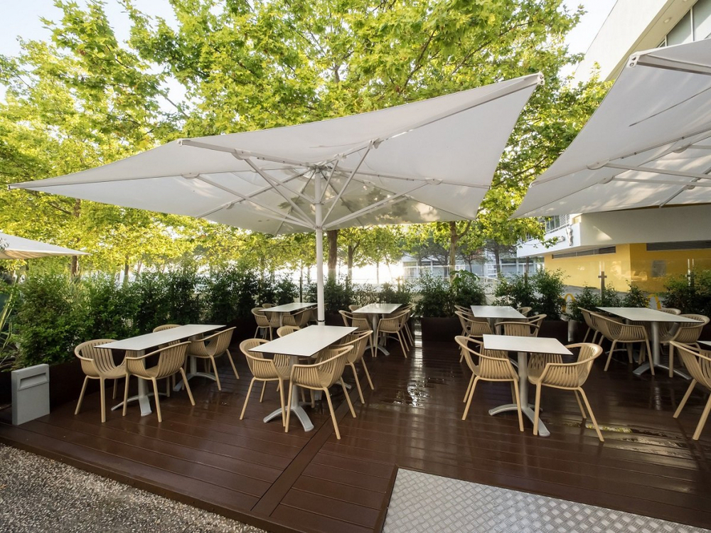 Зонт профессиональный телескопический 4х4 м Scolaro Capri Starwhite, белый, слоновая кость