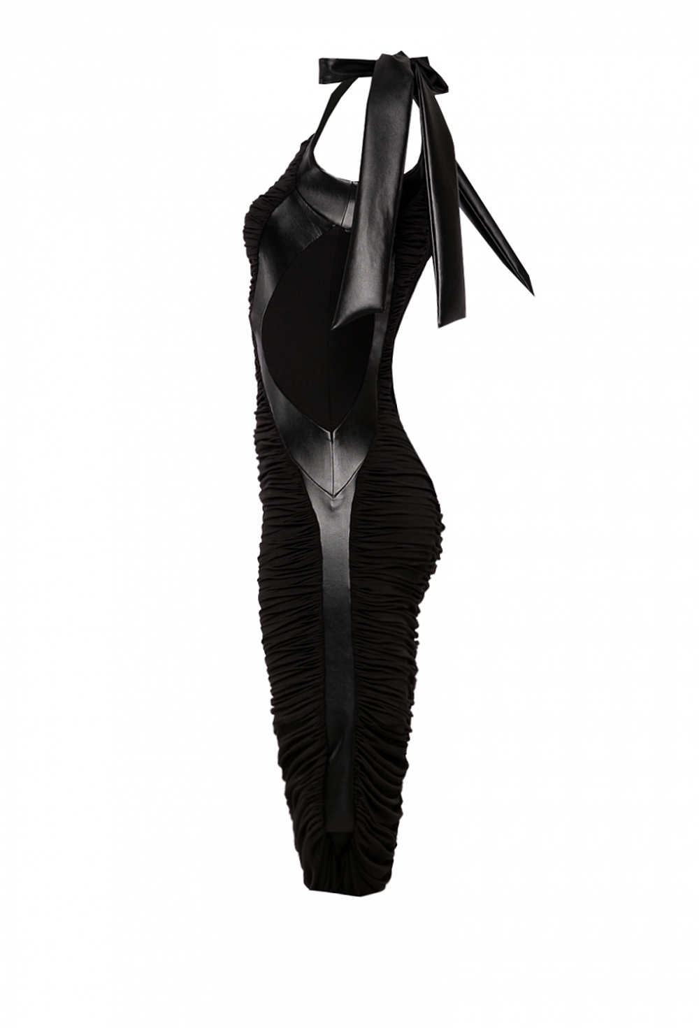 Платье чёрное в сборку с боковыми рельефами 02-03-21SS