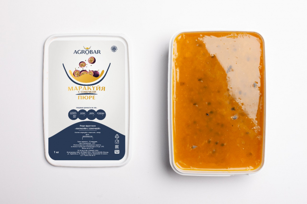 ПЮРЕ АГРОБАР из маракуйа с семечкой 10% сахара (pH 4,1 4,60) Россия, 1 кг