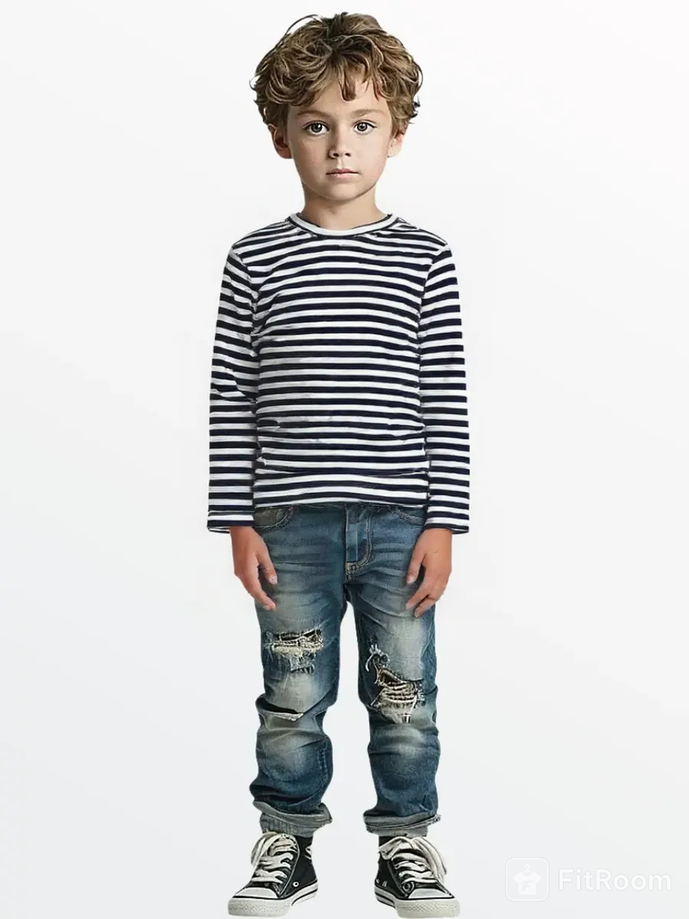 10745 Тельняшка детская кулирка сине/белая полоска (92-176)