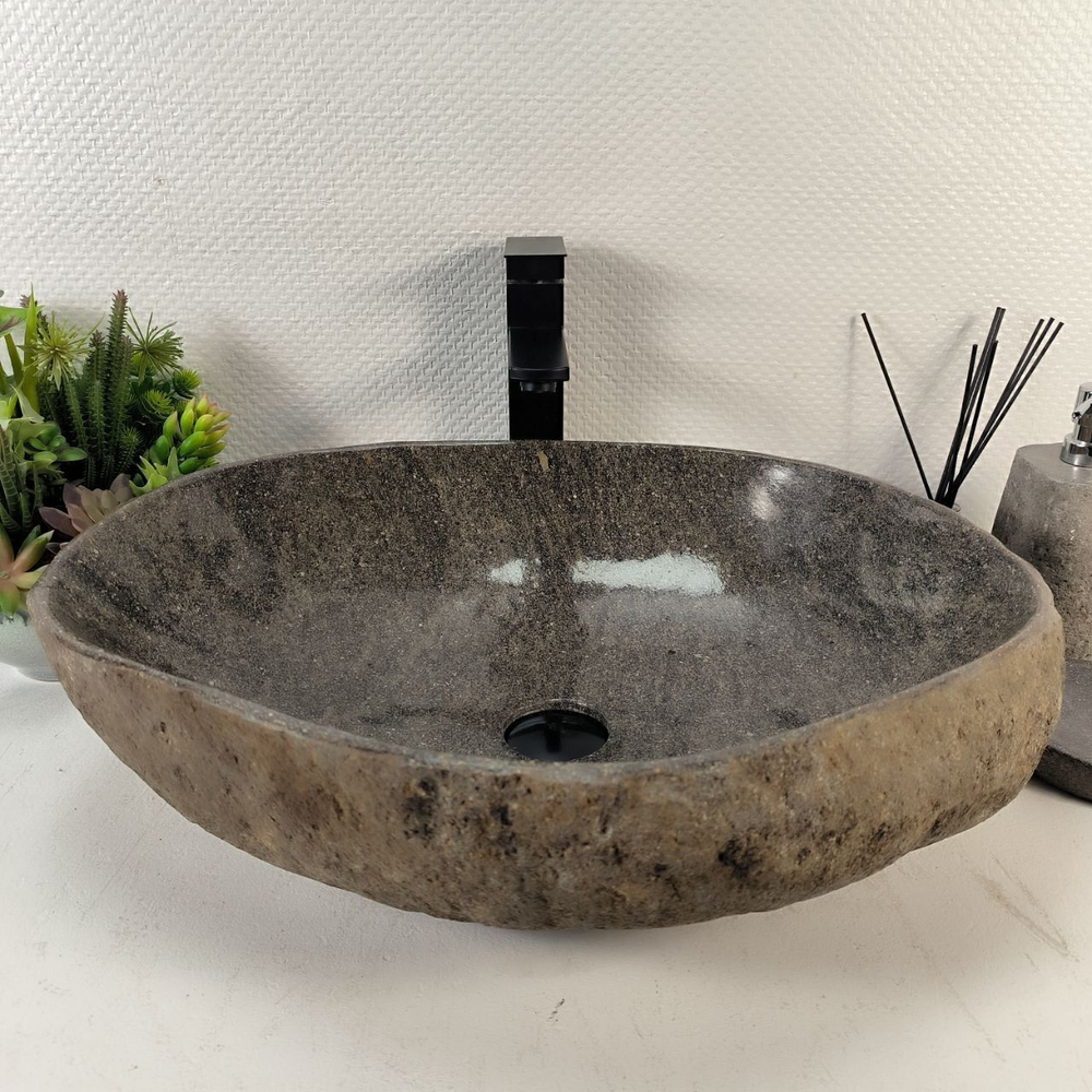 Каменная раковина из речного камня RS-05279 (56*44*16) 0862 из натурального камня