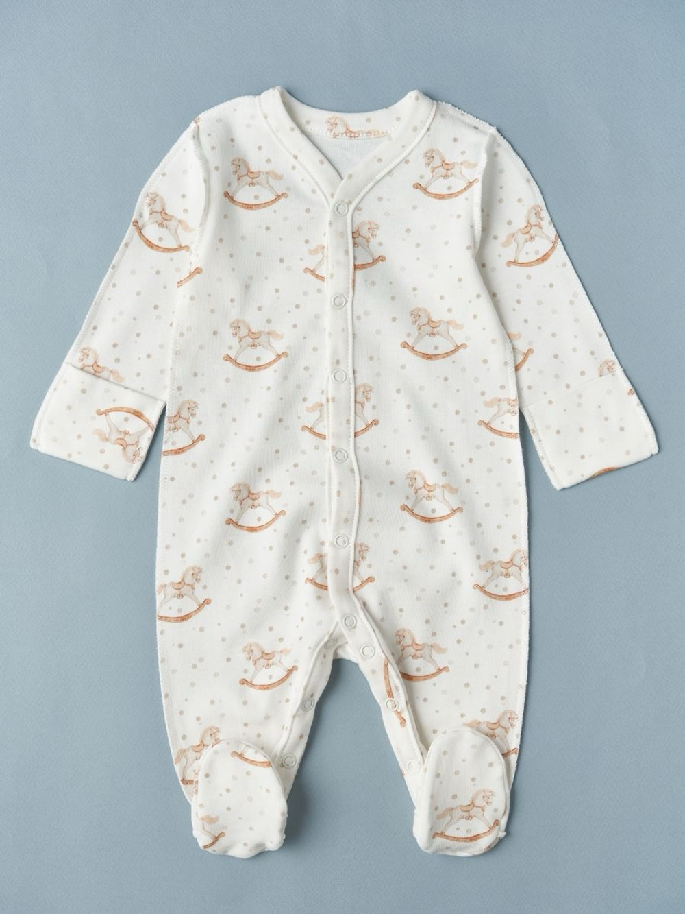 Комбинезон на кнопках "Лошадки с горошками"