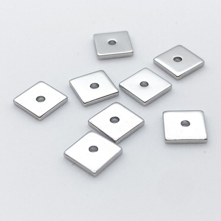 Бусина, цвет серебро (родий), размер 6*1 мм, цена за 10 шт