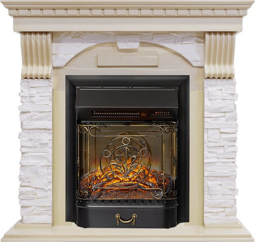 Каминокомплект Dublin - Слоновая кость с патиной / Сланец крем с очагом Majestic FX M Black RC