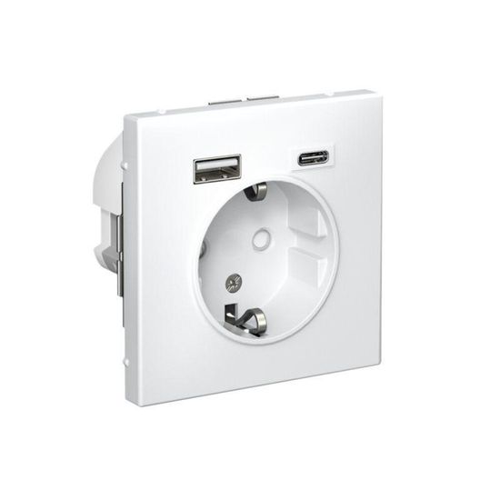 Розетка ArtGallery 16А с 2-мя заряд. устройствами USB A+C 5В/2.4А/3А 2х5В/1.5А механизм бел. SE GAL000132