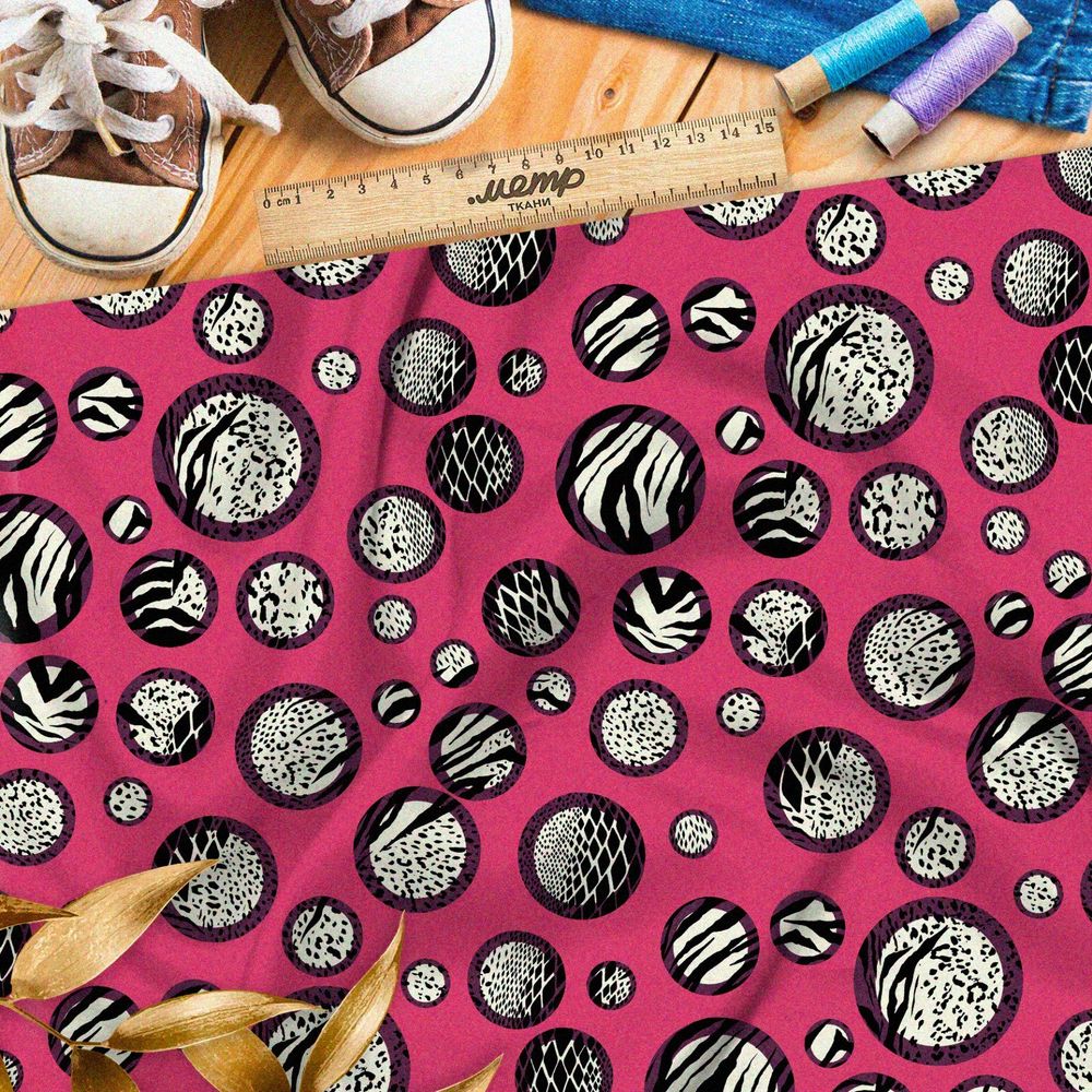 Ткань оксфорд 210 стеклянные шары с узорами диких животных