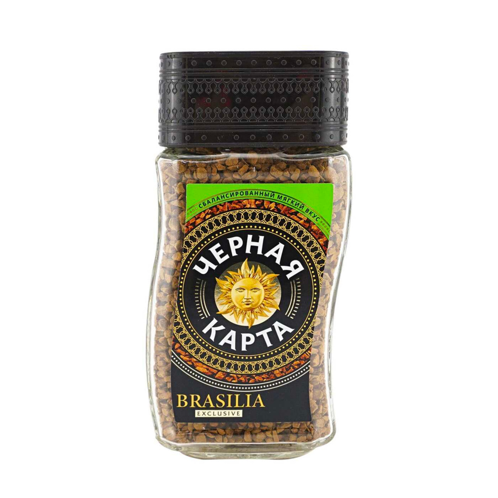 Кофе растворимый Черная Карта Brasilia, 190 г, стеклянная банка