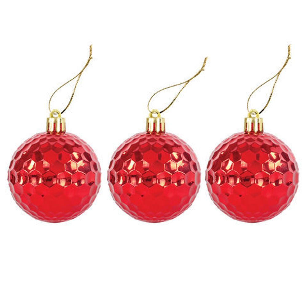 Шары елочные ЗОЛОТАЯ СКАЗКА, НАБОР 12 шт., пластик, 6 см, КРАСНЫЕ, глянец, глиттер, рисунок, 591108