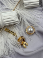 Накладка на пуговицу золотистая Жемчуг1