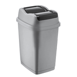 Контейнер для мусора с распашными крышками "EASY" 50л черный-серебро