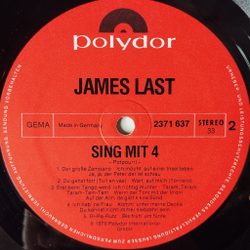 Винтажная виниловая пластинка LP James Last Джеймс Ласт Sing Mit 4 (Germany 1976)