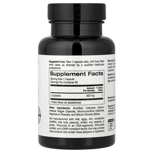 California Gold Nutrition, L-цистеин, 500 мг, 90 растительных капсул