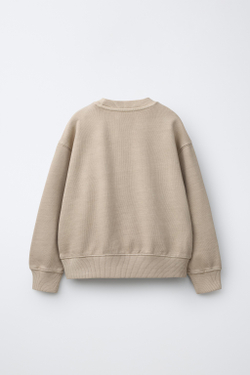 ZARA ОДНОТОННАЯ ТОЛСТОВКА ИЗ КРАШЕНОЙ ТКАНИ, БЕЖЕВЫЙ