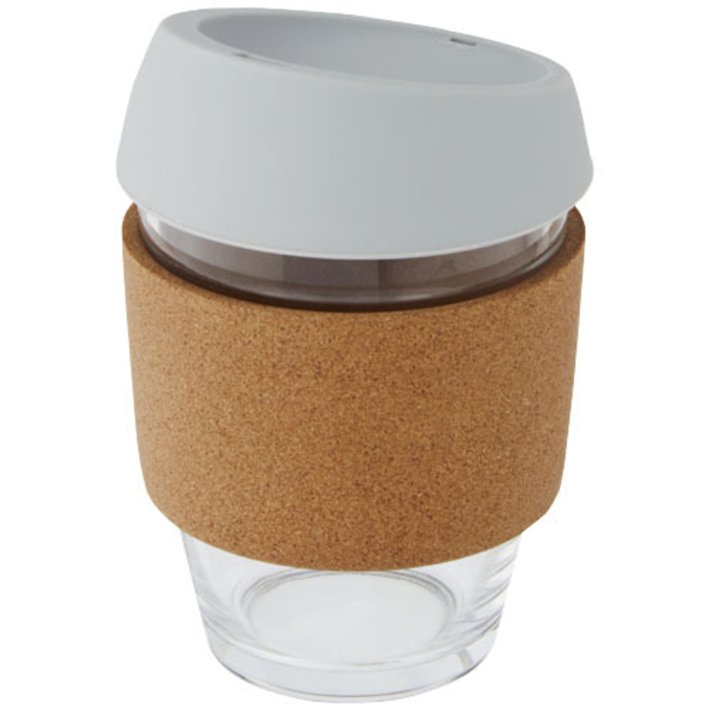 Lidan Кружка из боросиликатного стекла объемом 360 мл с пробковым держателем и силиконовой крышкой