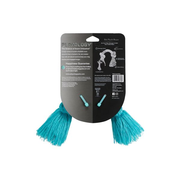 Жевательный канат Playology DRI-TECH ROPE для собак мелких пород с ароматом арахиса, маленький, цвет голубой