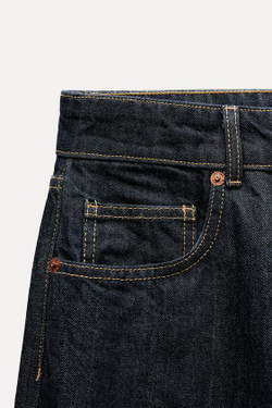 ZARA ДЖИНСЫ TRF WIDE LEG СО СРЕДНЕЙ ПОСАДКОЙ, НАСЫЩЕННЫЙ СИНИЙ