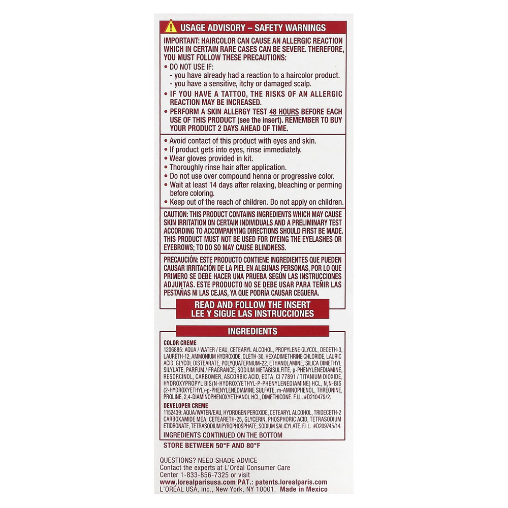 L'Oréal, Excellence Creme, Triple Care Color, 5 оттенков коричневого, 1 нанесение