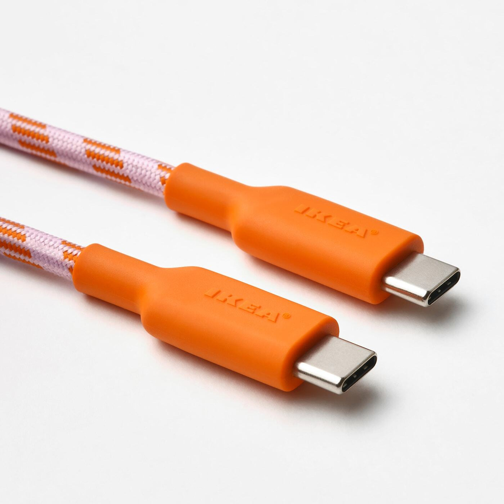 IKEA LILLHULT  (ИКЕА ЛИЛЛХУЛТ)  -  USB-C - USB-C, оранжевый/розовый, 1,5 м