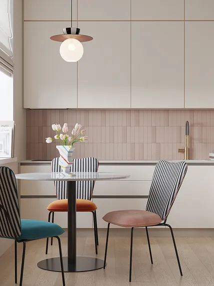 Стол Trond, Ø100 см, белый мрамор, черная ножка