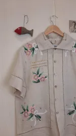 Рубашка Soeurs с Парой Цветов/Two Flowers Short Sleeve бежевая