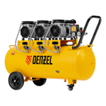 Компрессор безмасляный, малошумный DLS 1800/100,1800 Вт, 3x600, 100 л, 345 л/мин Denzel