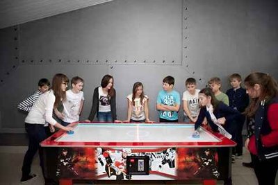 Аэрохоккей (220*120*75 см.) стальное поле + лампа над полем