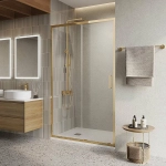 Душевая дверь BelBagno LUCE-BF-1-110-C-ORO стекло прозрачное/профиль золото