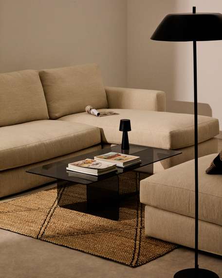 Журнальный столик Zaren 120x60 см, серое закаленное стекло