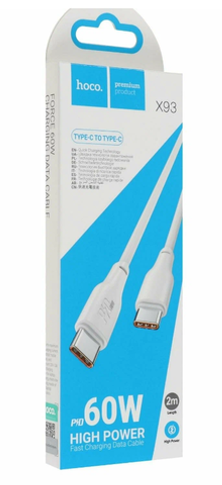 Кабель USB Type-C (m) - USB Type-C (m) HOCO X93 PD 3A 60W 2-метра