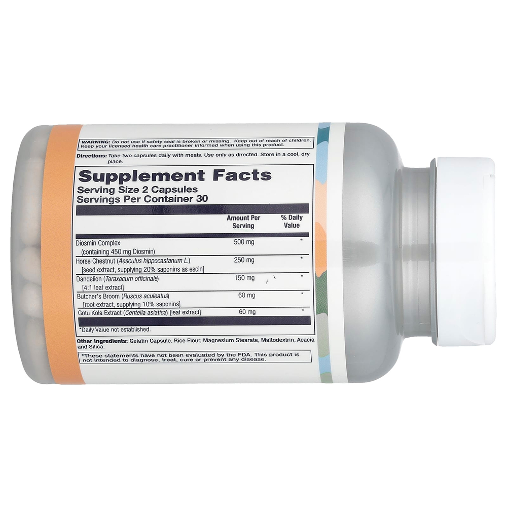 LifeTime Vitamins, поддержка для вен, комплекс с диосмином, 60 капсул