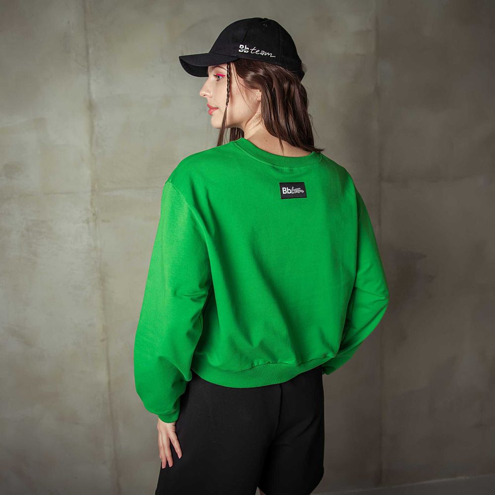 Свитшот укороченный "Bb team green" женский
