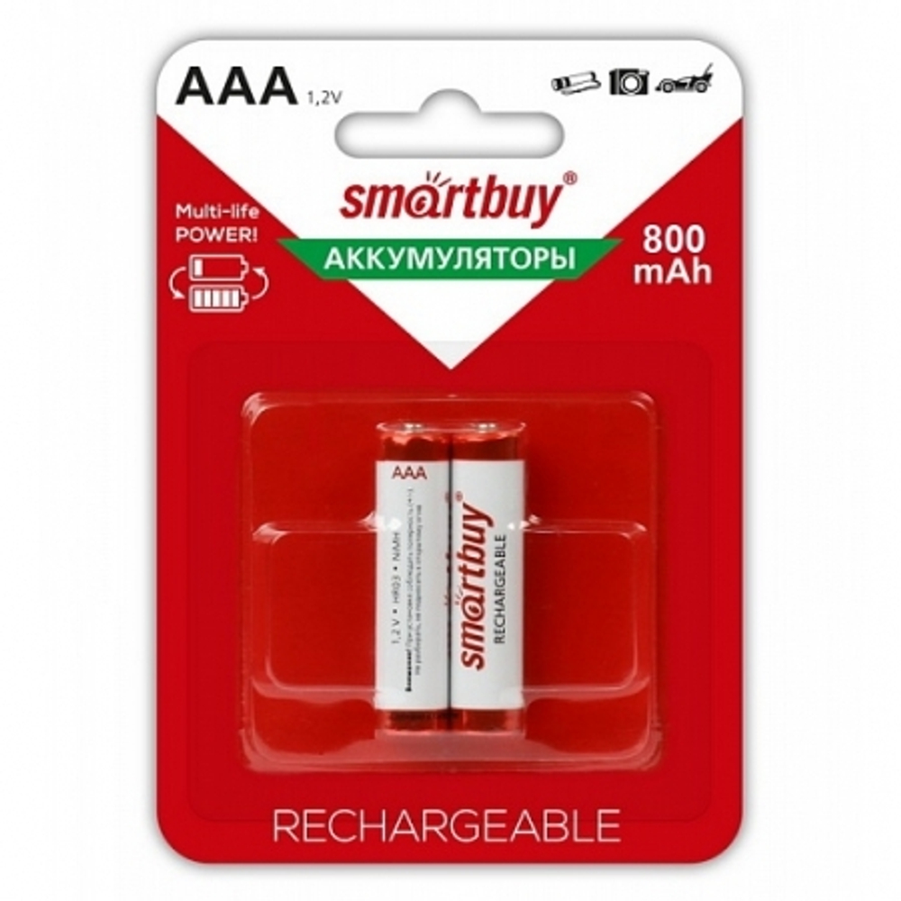 Аккумулятор NiMh Smartbuy AAA/2BL 800mAh (SBBR-2A02BL800)