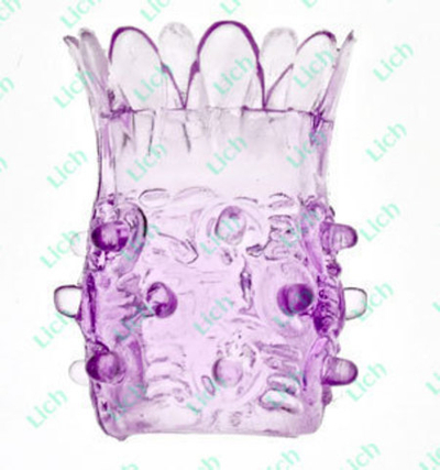 Фиолетовая насадка на фаллос с шипами в виде ананаса