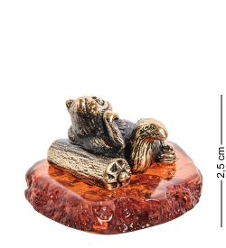 Народные промыслы AM-1754 Фигурка «Кот Барин» (латунь, янтарь)