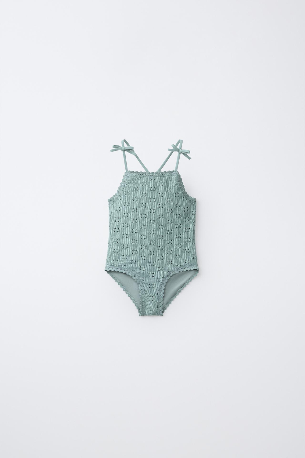 ZARA КУПАЛЬНИК ИЗ КРУЖЕВА КРОШЕ, ЦВЕТ МОРСКОЙ ВОЛНЫ
